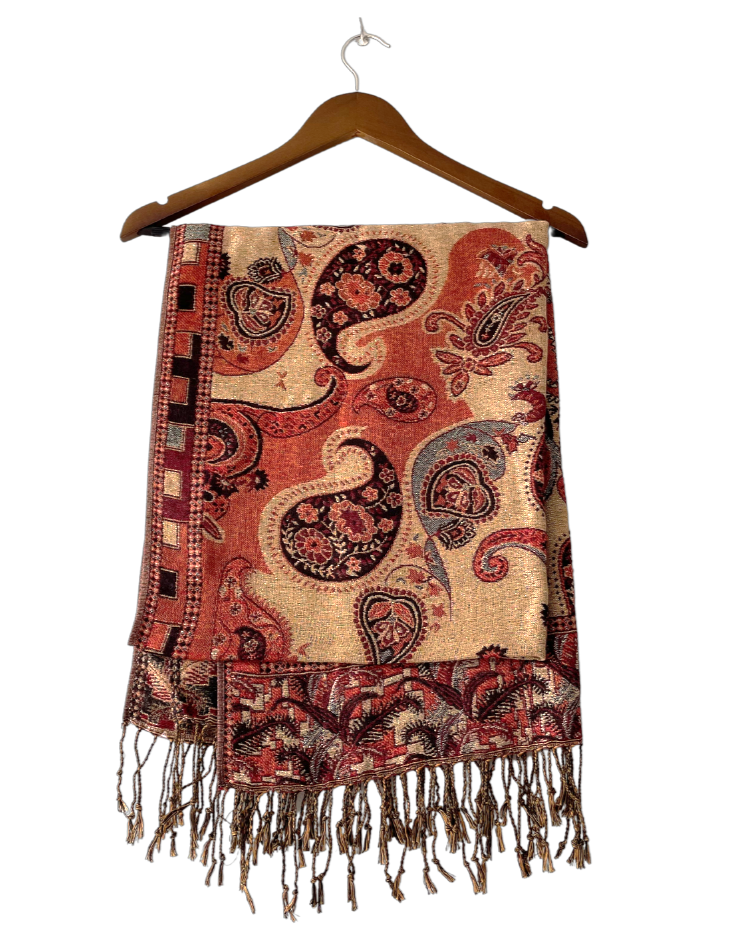 Pashmina rojo-naranja reversible COD C20