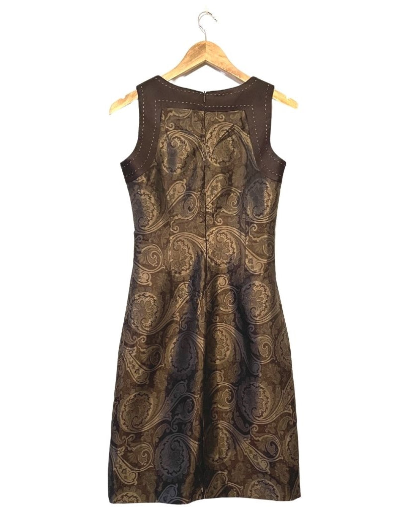 Vestido cóctel marrón y dorado. COD V20