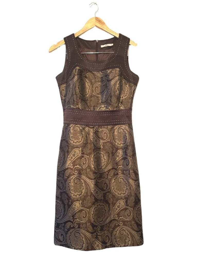 Vestido cóctel marrón y dorado. COD V20