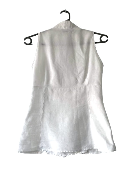 Camisa blanca manga sisa de lino cruzada. COD T2