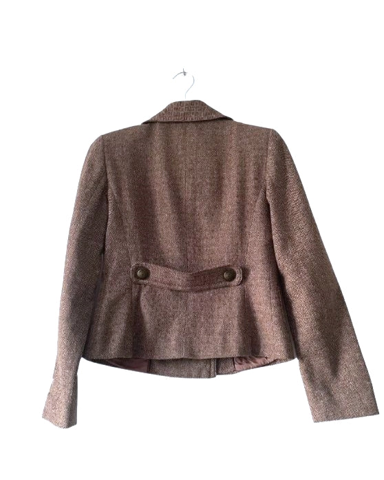 Chaqueta jaspeada tonos granates con botones cruzada. STUDIO CLASSICS. Talla S. COD CH43