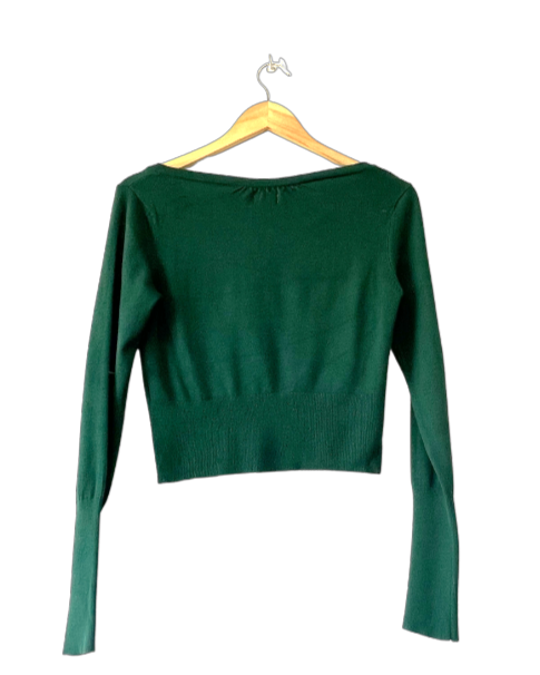 Chaqueta verde corta de punto. CELOP. Talla M. COD J58