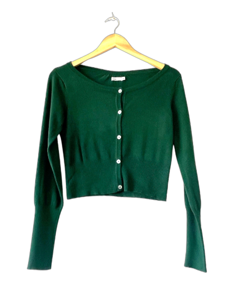 Chaqueta verde corta de punto. CELOP. Talla M. COD J58