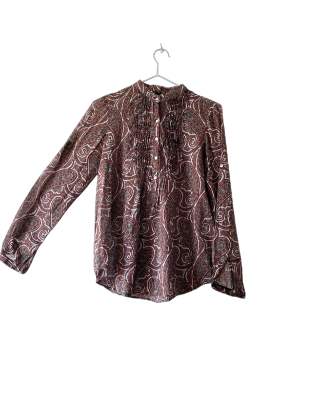 Camisa cuello mao con estampado cachemir. ZARA Talla XS. COD T26