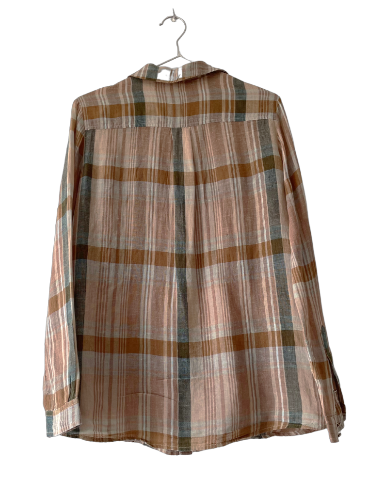 Camisa de cuadros beige. MANGO Talla XS. COD T21