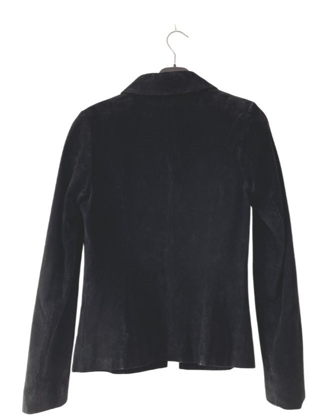 Chaqueta negra de ante cuello camisero. MEXX. Talla 36. COD CH32